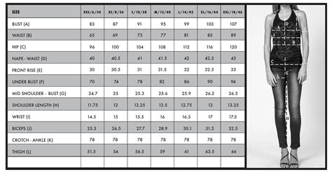 versace clothing size chart